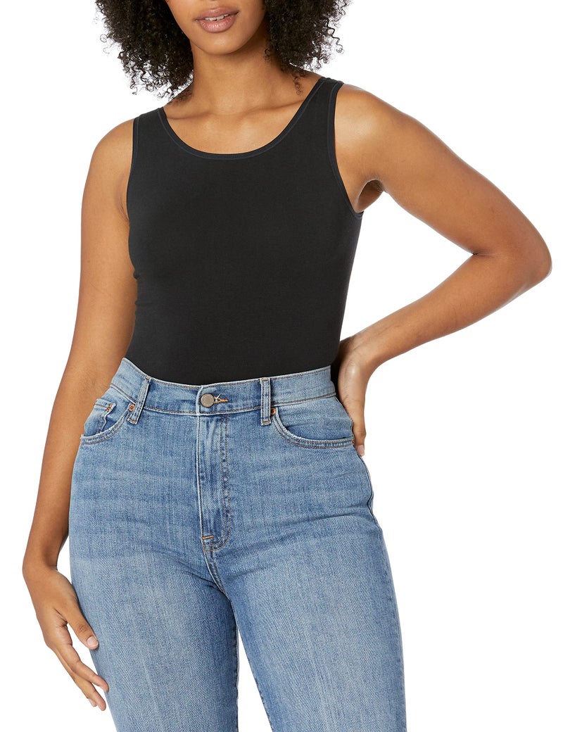 Yummie Women's Ruby Cotton Seamless Shaping Full Back Bodysuit, Black, Medium/Large - Image 1